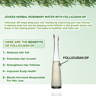 Jovees Rosemary Water Hair Growth Spray | Controls Hair Fall | Increases Hair Density | Fights Dandruff | Lightweight & Non-Greasy | For Men & Women