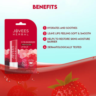 Jovees Strawberry High Gloss Lip Balm With Vitamin E For Soft Lips