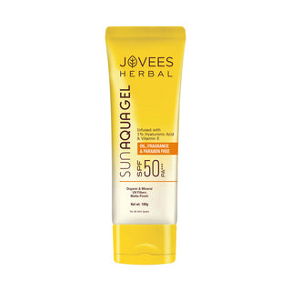 Jovees Sun Aqua Gel SPF 50 PA+++ | Lightweight, Gel Texture | 1% Hyaluronic Acid | Non-Greasy, No White Cast | Perfect for Oily & Combination Skin