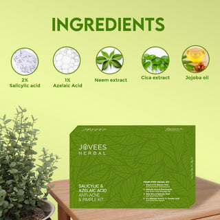 Jovees Salicylic & Azelaic Acid Anti-Acne & Pimple Facial Kit | For Oily & Acne Prone Skin | For Multiple Use | Improves Skin Health & Tone