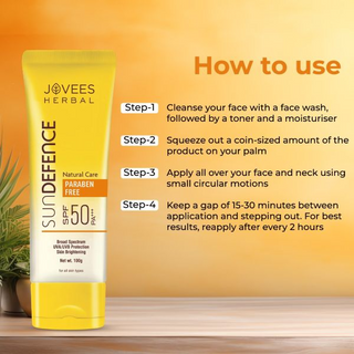 Jovees Sun Defence Cream SPF 50 PA+++ Broad Spectrum For All Skin Types | Protection From UVA/UVB & Sun Damaged