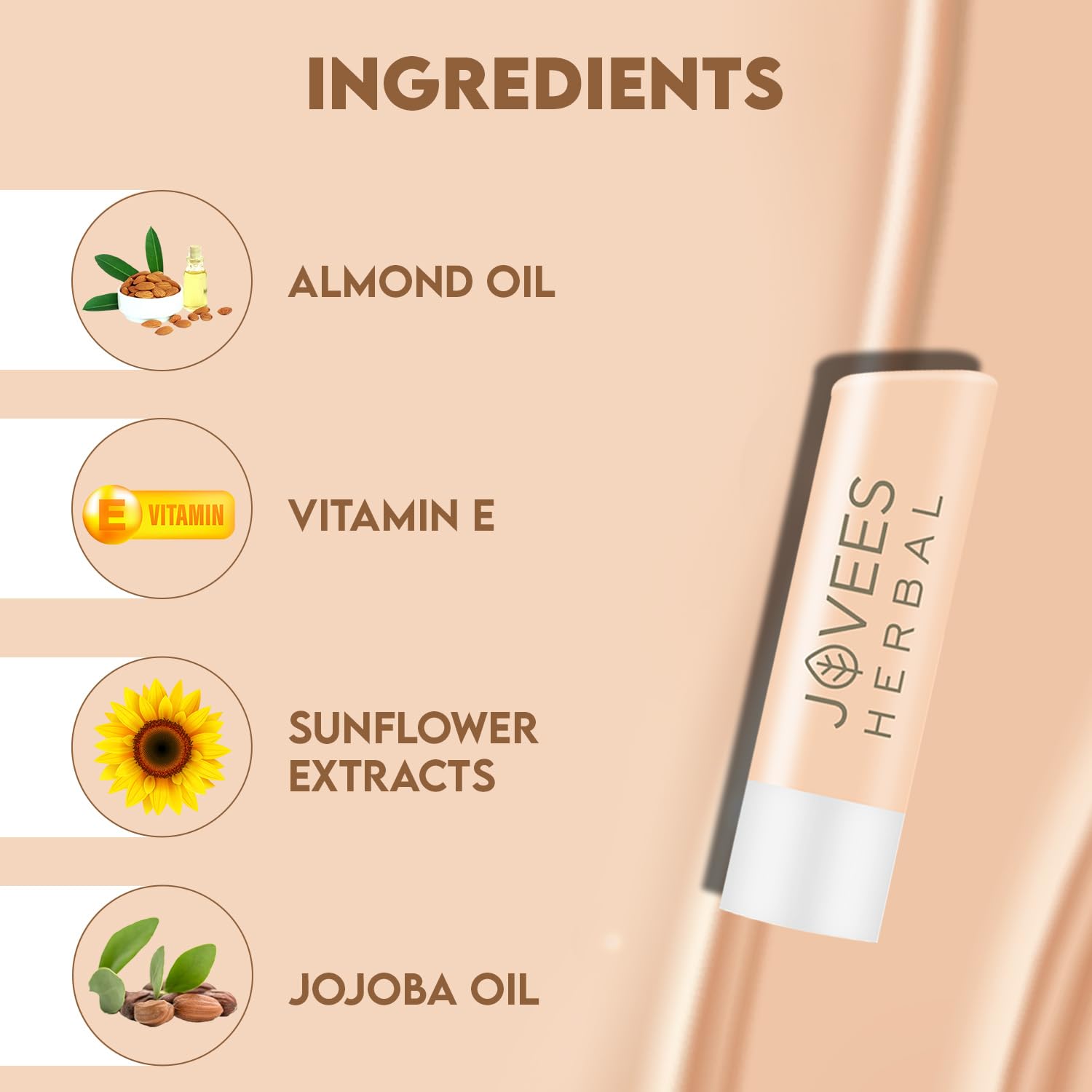 Jovees Vitamin E Lip Balm SPF 15 Hydrates and Rejuvenates Dry Lips