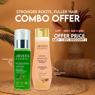 Jovees Hair Growth & Anti-Hairfall Combo / Rosemary Water Spray 200ml + Henna & Ginseng Shampoo 300ml