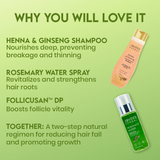 Jovees Hair Growth & Anti-Hairfall Combo / Rosemary Water Spray 200ml + Henna & Ginseng Shampoo 300ml