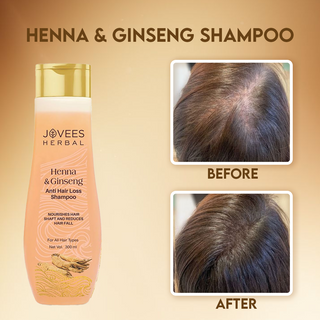 Jovees Hair Growth & Anti-Hairfall Combo / Rosemary Water Spray 200ml + Henna & Ginseng Shampoo 300ml