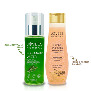Jovees Hair Growth & Anti-Hairfall Combo / Rosemary Water Spray 200ml + Henna & Ginseng Shampoo 300ml