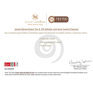 Jovees Derma Green Tea & 2% Salicylic Acid Acne Control Cleanser-100 ml