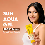 Jovees Sun Aqua Gel SPF 50 PA+++ | Lightweight, Gel Texture | 1% Hyaluronic Acid | Non-Greasy, No White Cast | Perfect for Oily & Combination Skin