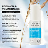 Jovees Derma Rice Water & 4% Niacinamide Toner | Brightens & Tightens Pores | Gentle & Effective | Suitable for All Skin